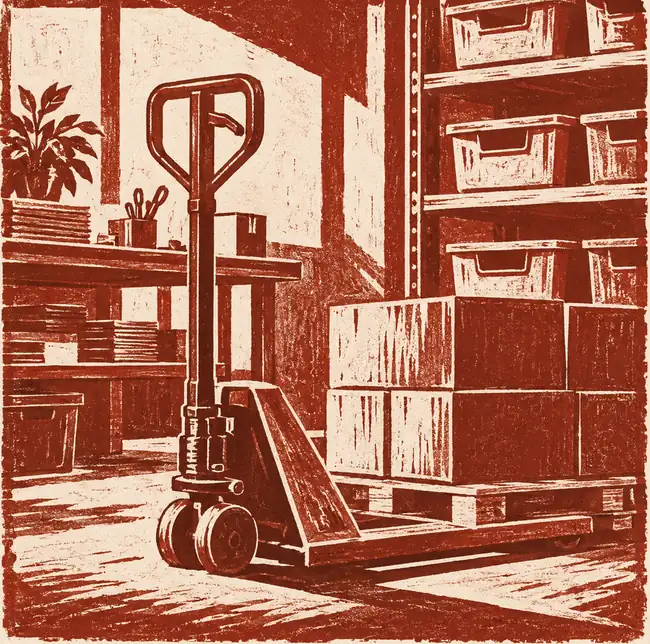 Illustration of warehouse businesses equipment and workspace