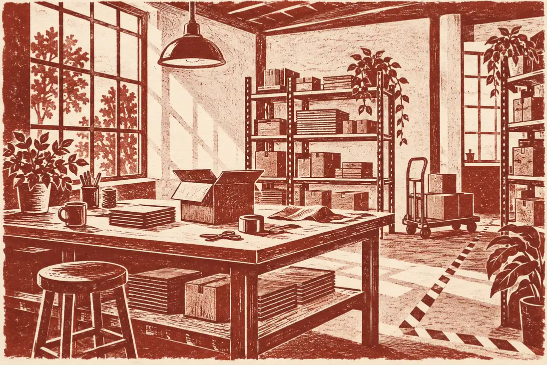 Illustration of warehouse businesses and their working space